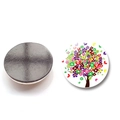 Round glass tree of life fridge magnet with colorful floral pattern and magnetic back - Butterfly Lush Flower Tree (BXT2404-13)