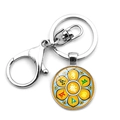 Mandala OM symbol keychain with lotus design and metal lobster clasp for bags - Lotus Religious Symbol (XSWX3870-5)