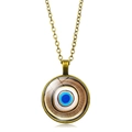 Collar vintage turco del Ojo Turco con colgante de cristal azul y cadena de bronce - Estilo de Ojo Turco 10 (XSWX4304-10)