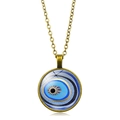 Detalle del colgante vintage de Ojo Turco en bronce con cúpula de cristal pulido y brillante - Estilo de Patrón de Ojo Radial (XSWX4304-8)
