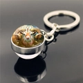Llavero del signo zodiacal Aries con bola de cristal y aro de metal plateado - Aries