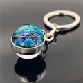 Llavero del signo Cáncer con bola de cristal de doble cara y anillo de metal plata - Cáncer