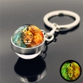 Luminous Leo zodiac glass ball keychain with glowing effect and silver metal ring - Leo