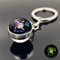 Portachiavi luminoso segno del Leone con sfera di vetro e anello in argento - Leone