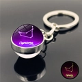 Luminous Capricorn constellation keychain with purple crystal ball and glowing effect - Capricorn