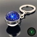 Luminous Scorpio zodiac keychain featuring a glowing blue glass ball and silver metal ring - Scorpio