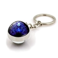Silver metal keychain featuring Virgo zodiac glass ball pendant on white background - Virgo