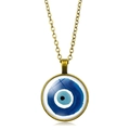 Collar colgante de Ojo Turco con gema de cristal azul y metal con acabado bronce antiguo - Estilo de Ojo Clásico Azul Blanco (XSWX4304-12)
