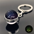 Luminous Leo zodiac crystal ball keychain with dark blue starry night constellation design - Leo (XSWX3751-6)