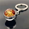 Llavero de Capricornio con bola de cristal de doble cara y colgante de constelación de metal - Capricornio