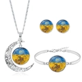 Silver jewelry set with Van Gogh Wheatfield with Crows pattern moon pendant - Wheatfield with Crows Style (S7879-9)