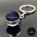 Luminous Sagittarius constellation crystal ball keychain with silver metal ring - Sagittarius (XSWX3751-9)