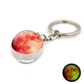 Porte-clés boule de verre planète lune rouge lumineuse avec cadre en métal argenté - Lune Rouge (XSWX3494-4)