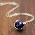 Collier signe balance en gemme de temps avec pendentif boule de verre sur chaîne argent - Balance / 16mm