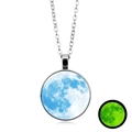 Collar de luna del sistema solar luminoso con cadena plateada y patrón de nebulosa azul - Estilo Nebulosa Azul (XSWX3500-11)