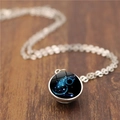 Collier pendentif Verseau en boule de verre double face sur une chaîne argentée - Verseau / 16mm