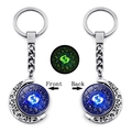 Luminous Pisces constellation keychain with double-sided rotating moon pendant glow in dark - Pisces