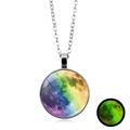 Collar luna sistema solar luminoso con patrón arcoíris y efecto brillante en la oscuridad - Estilo Luna Arcoíris (XSWX3500-12)