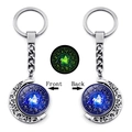 Glow-in-the-dark Sagittarius constellation moon keychain with double-sided rotating glass ball - Sagittarius
