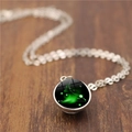 Collier boule de verre constellation Bélier avec chaîne argentée sur bois - Bélier / 16mm