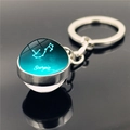 Macro shot of Scorpio constellation crystal ball keychain with silver metal finish - Scorpio