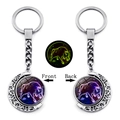 Portachiavi zodiaco Toro luminoso con cornice lunare argentata e vetro fosforescente - Toro (XSWX4670-1)