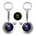 Porte-clés Cancer lumineux avec lune rotative en alliage d'argent et effet phosphorescent - Cancer