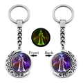 Double-sided luminous keychain with crescent moon frame and starry sky goddess pattern - Virgo (XSWX4670-10)