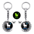 Luminous Aries zodiac keychain with double-sided rotating moon and glow in dark effect - Aries