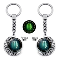 Detailed front and back view of a rotating Virgo zodiac moon keychain in silver finish - Virgo(XSWX4664-11)