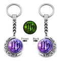 Luminous Virgo constellation keychain featuring rotating glass gem and glow-in-the-dark effect - Virgo (XSWX4665-9-Virgo)