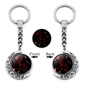 Luminous Cancer zodiac keychain featuring double-sided rotating moon pendant and silver finish - Cancer