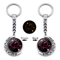 Luminous Scorpio constellation moon keychain with silver double-sided rotating glass pendant - Scorpio