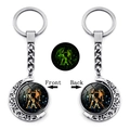 Luminous Gemini zodiac keychain with rotating double-sided moon pendant in silver - Gemini