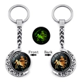 Luminous Sagittarius double-sided rotating crescent moon keychain in silver finish - Sagittarius