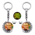 Luminous Gemini zodiac moon keychain with rotating silver alloy frame and glass dome - Gemini Style (XSWX4663-5)