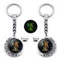 Glow in the dark Virgo constellation keychain with rotating double-sided moon pendant - Virgo