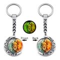 Luminous Leo zodiac sign keychain with glowing glass moon pendant in silver finish - Leo Style (XSWX4663-6)