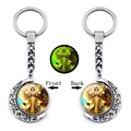Glow in the dark Libra constellation crescent moon swivel keychain in silver finish - Libra Style (XSWX4663-7)