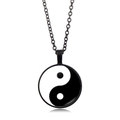 Vintage Yin Yang Tai Chi glass pendant necklace with black finish chain for women - Black Border Classic Tai Chi (XSWX4417-2)