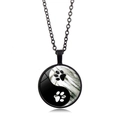 Yin Yang Tai Chi necklace with creative animal paw print pendant on black chain - Black Border Paw Print Tai Chi (XSWX4417-6)
