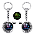 Porte-clés Gémeaux lumineux avec lune rotative et pendentif de constellation double face - Gémeaux