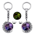 Luminous Scorpio zodiac keychain with glowing double-sided glass and crescent design - Scorpio (XSWX4670-6)