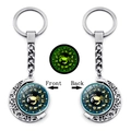 Porte-clés lune rotatif double face phosphorescent avec le signe du zodiaque Cancer - Cancer (XSWX4673-4-Cancer)
