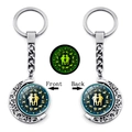 Porte-clés Gémeaux lumineux avec pendentif lune rotatif en métal argenté brillant - Gémeaux (XSWX4673-2-Gémeaux)