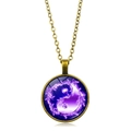 Antique bronze necklace with purple flame Yin Yang symbol glass dome pendant charm - Bronze Border Purple Flame Yin Yang (XSWX4416-4)