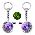 Luminous Sagittarius zodiac rotating moon keychain with silver metal and purple glow - Sagittarius (XSWX4665-1-射手座)