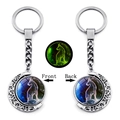 Luminous silver zodiac keychain with Capricorn goat design and glowing green moon pendant - Capricorn (XSWX4670-12)