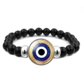 Blue Turkish Evil Eye bracelet with black beads and gold sand charm for luck - Blue Glass Eye 3 (XSWX4710-3)