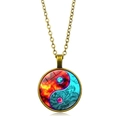 Yin Yang pendant necklace with fire and water elements in a vintage bronze finish - Bronze Border Ice and Fire Tai Chi (XSWX4416-8)